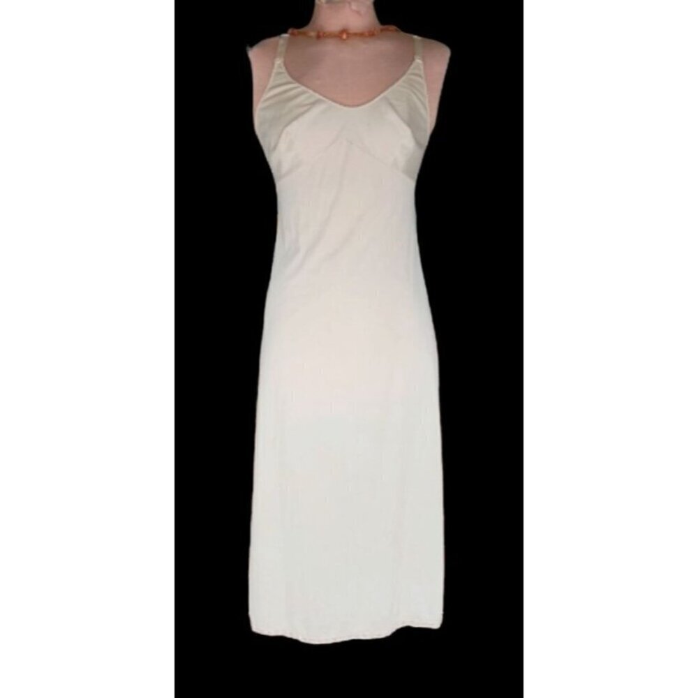 Vintage Sears Nylon Maxi Slip Beige Size 32
